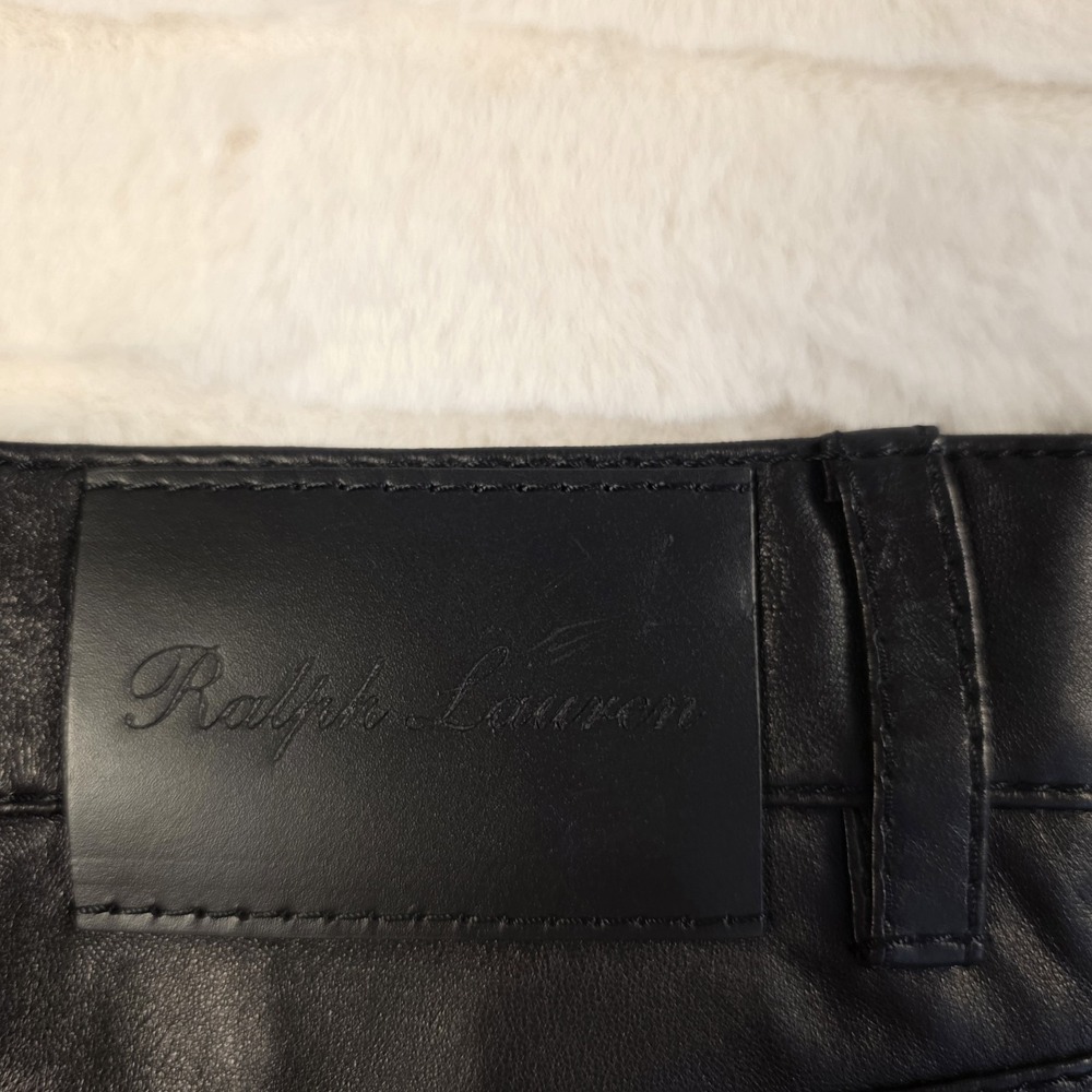 Ralph Lauren Purple Label Lambskin Straight Leather Pants Womens 4 Black $2,990 - Picture 7 of 13